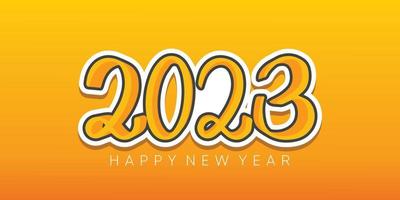 happy new year 2023 background with orange color 3d effect vector