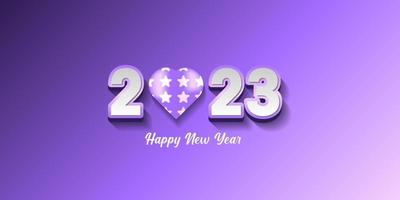 Happy new year 2023, heart and number design 2023, vector illustration