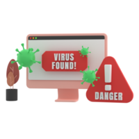 3d Virus Found Notification Isolated png