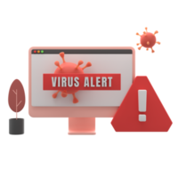 notification d'alerte de virus 3d isolée png