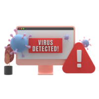 3d Virus Detected Notification Isolated png