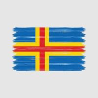 trazos de pincel de la bandera de las islas aland. bandera nacional vector