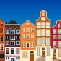 Street of abstract old houses. Vector background.