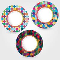 Set of bright circles frames. Vector illustrasion.