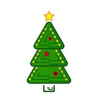 árbol de navidad, icono colorido de la línea vectorial en un fondo blanco. vector