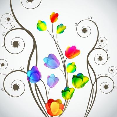 Abstract floral background, elegant tulips flowers. Vector border.