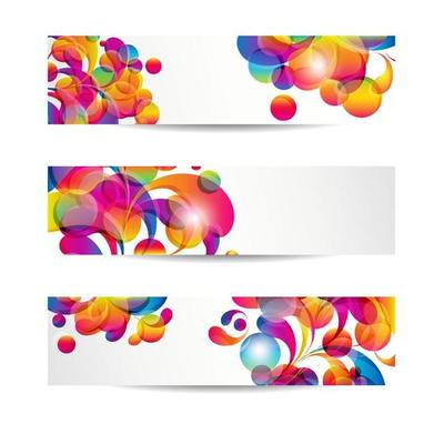 Abstract web banners with colorful arc-drop for your www design