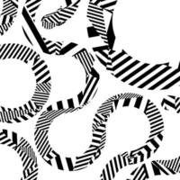 Abstract background with black and white striped loops, arcs, geometric elements, patterns fashion trend. Vector. vector