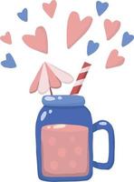 Hand Drawn smoothies and hearts illustration vector