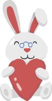 Hand Drawn rabbit and heart illustration vector