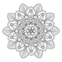 mandala colorante aislado en un fondo blanco, elemento boho étnico oriental, diseño floral árabe vintage, ilustración vectorial de fideos indios decorativos. vector