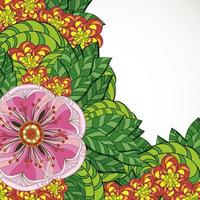 ilustración vectorial tarjeta de felicitación belleza y moda. fondo con flores y hojas. zentangl, garabatos. libros para colorear para adultos. vector