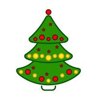 árbol de navidad, icono colorido de la línea vectorial en un fondo blanco. vector