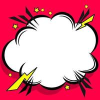 Retro comic design cloud. Flash explosion speech bubbles. Pop art vector elements.