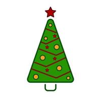 árbol de navidad, icono colorido de la línea vectorial en un fondo blanco. vector