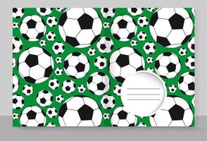 Template cover of a copybook with an individual design, football pattern. vector