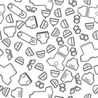 Cute baby seamless pattern, isolated line art decoration background. vector