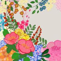 fondo con flores y hojas. tarjeta de felicitación de ilustración vectorial. vector