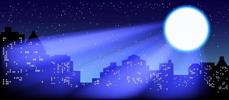 Black silhouette of cityscape. The moonlight in the night sky vector