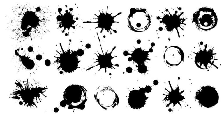 Color ink splashes. Grunge splatters. Abstract background. Grunge text banners