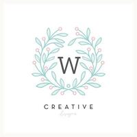 Luxury floral logo letter W for Beauty Cosmetic business, wedding invitation, boutique and other company vector