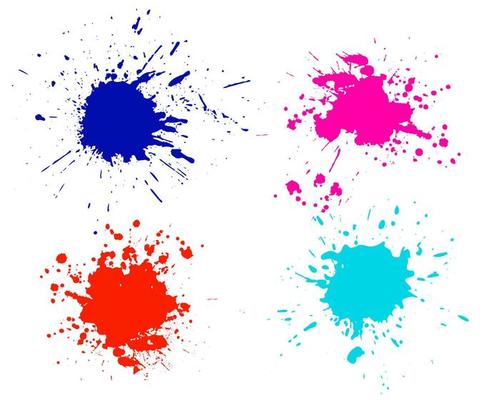 Color ink splashes. Grunge splatters. Abstract background. Grunge text banners