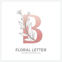 logotipo floral de la letra b adecuado para la belleza cosmética y otros. vector