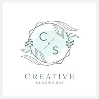 Wedding logo initial C and S with beautiful watercolor vector