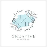 Wedding logo initial J and H with beautiful watercolor vector
