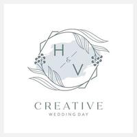 Wedding logo initial H and V with beautiful watercolor vector