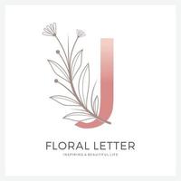 logotipo floral de la letra j adecuado para la belleza cosmética y otros. vector