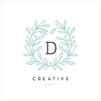 Luxury floral logo letter D for Beauty Cosmetic business, wedding invitation, boutique and other company vector