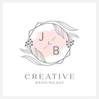 Wedding logo initial J and B with beautiful watercolor vector