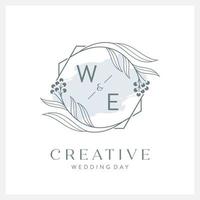 Wedding logo initial W and E with beautiful watercolor vector