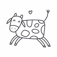una vaca dibujada al estilo de garabatos vector