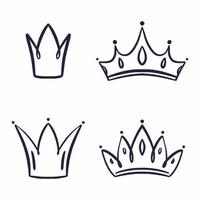 A set of royal crowns painted by hand vector