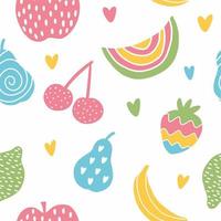 A pattern with fruits drawn by hand vector