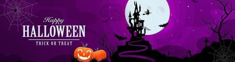 Happy halloween background template with pumpkin. vector