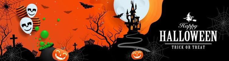 Happy halloween background template with pumpkin. vector