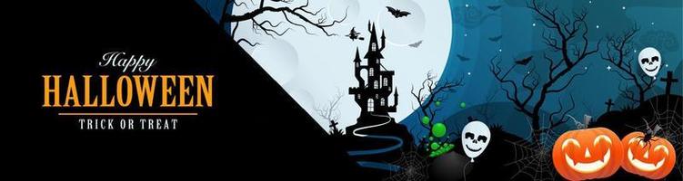 Happy halloween background template with pumpkin. vector