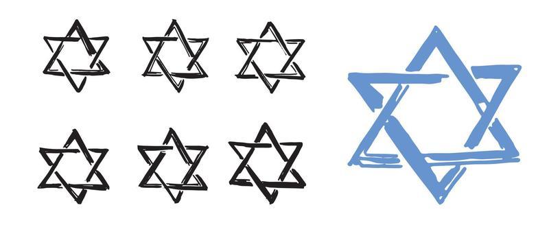 Star set of David. Hand-drawn style. Vector.