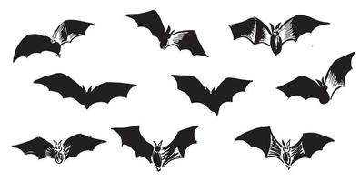 Flying bat, grunge illustration, vector. vector