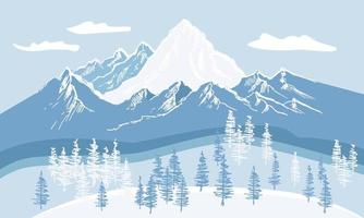 paisaje de montaña, ilustración dibujada a mano vector