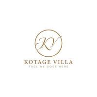 logotipo de letra inicial abstracta kv o vk en color dorado aislado en fondo blanco aplicado para el logotipo de villa de lujo también adecuado para las marcas o empresas que tienen el nombre inicial vk o kv. vector