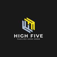 Abstract initial letter HF or FH logo in silver-yellow color isolated in black background applied for franchise business consulting logo also suitable for the brands or companies have initial name FH. vector
