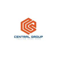 Abstract initial letter CG or GC logo in orange color isolated in white background applied for commercial construction company logo also suitable for the brands or companies have initial name GC or CG vector
