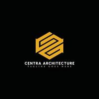 logotipo de la letra inicial abstracta ca o ac en color amarillo aislado en fondo negro solicitado para el logotipo de la firma de arquitectura también adecuado para las marcas o empresas que tienen el nombre inicial ac o ca. vector