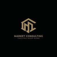 Abstract initial letter CM or MC logo in gold color isolated in black background applied for billing and consulting company logo also suitable for the brands or companies have initial name CM or MC. vector