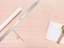 tools for creating of pattern on graph paper photo