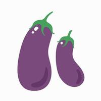 Eggplant isolated on white background. Vector illustration.